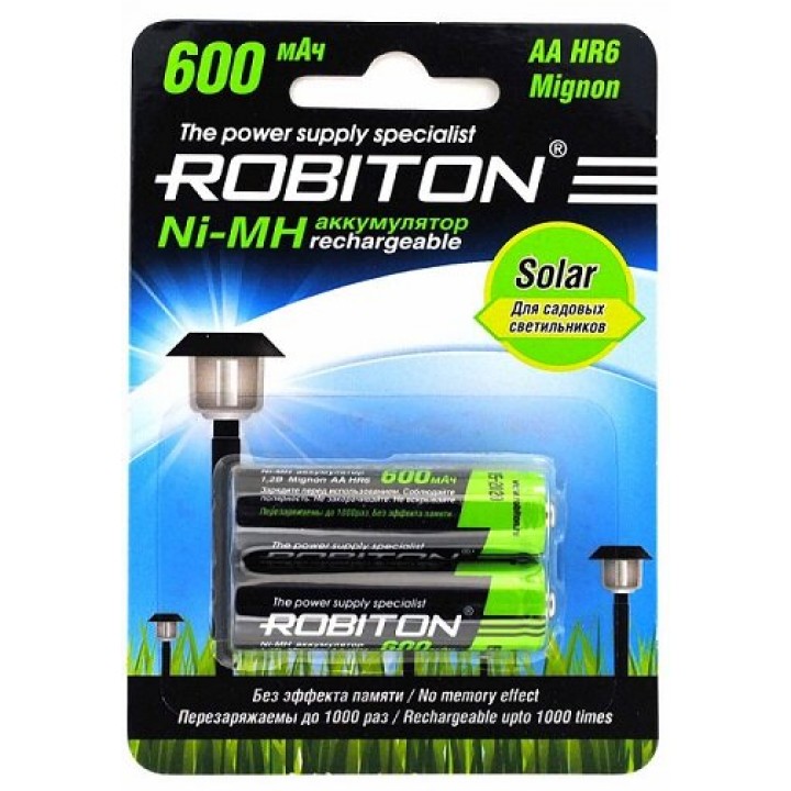 Аккумулятор Robiton 600 mAh ААА NiMh тип AAA R03 LR03 (2 шт. в одной упаковке)