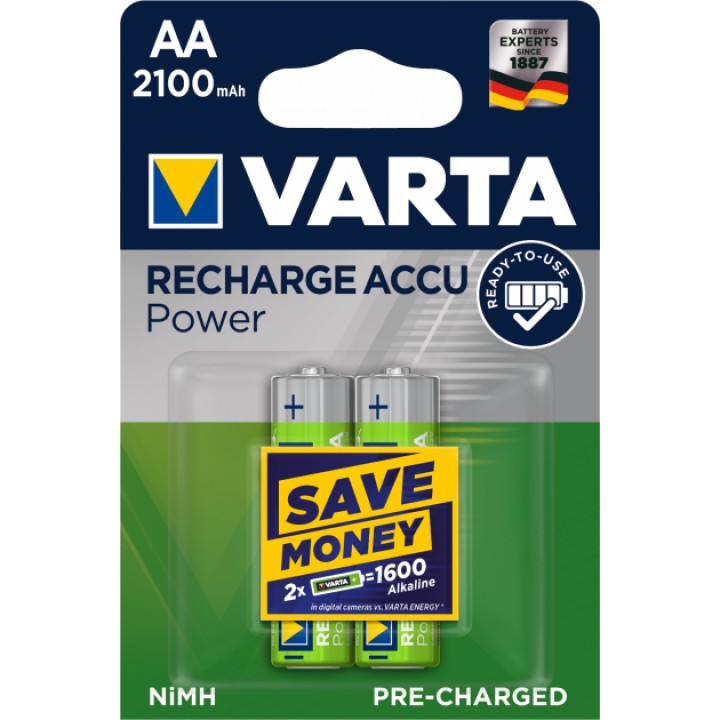 Аккумулятор Varta 2100mAh АА NiMh тип AA R06 LR6 LR06 (2 шт. в одной упаковке)
