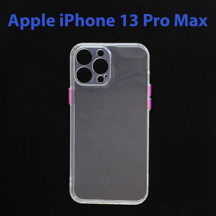 Чехол бампер для Apple iPhone 13 pro Max прозрачно-малиновый