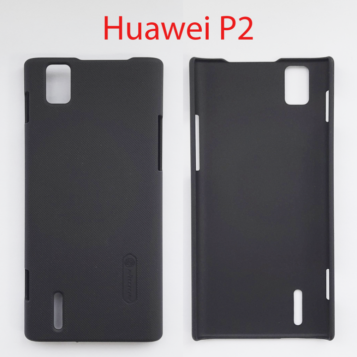 Чехол бампер Nillkan Huawei Ascend P2 чёрный (кожа)