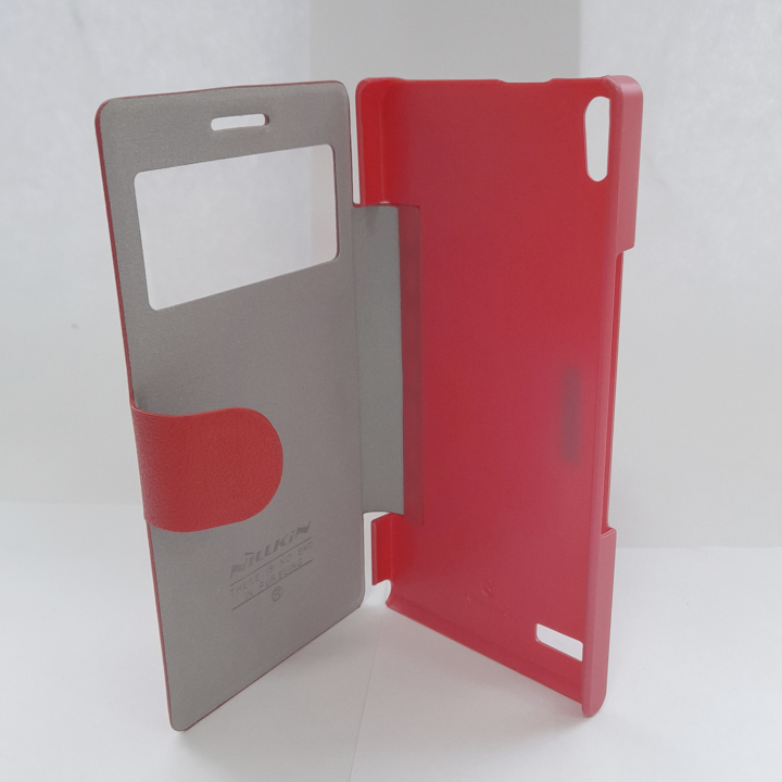 Чехол книжка Nillkin Huawei Ascend P6 красный (кожа)