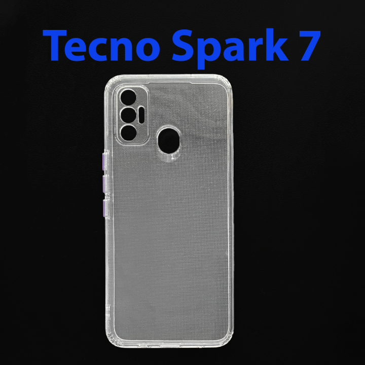 Чехлы бампер для мобильных телефонов Tecno Spark 7 прозрачно-фиолетовый