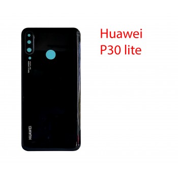 Задняя крышка (стекло) для Huawei P30 Lite MAR-LX1M в сборе (полночный черный) 