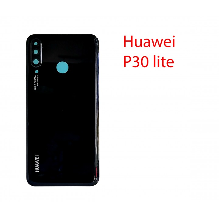 Задняя крышка (стекло) для Huawei P30 Lite MAR-LX1M в сборе (полночный черный)