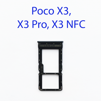 Cим-лоток (Sim-слот) Poco X3, X3 PRO, X3 NFC (черный)