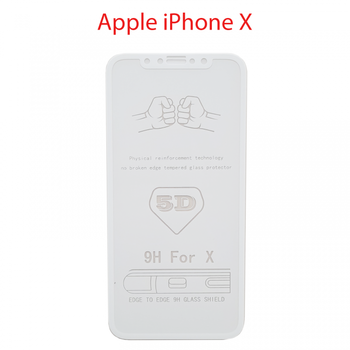 Защитное стекло Apple iPhone X (белый) 5D