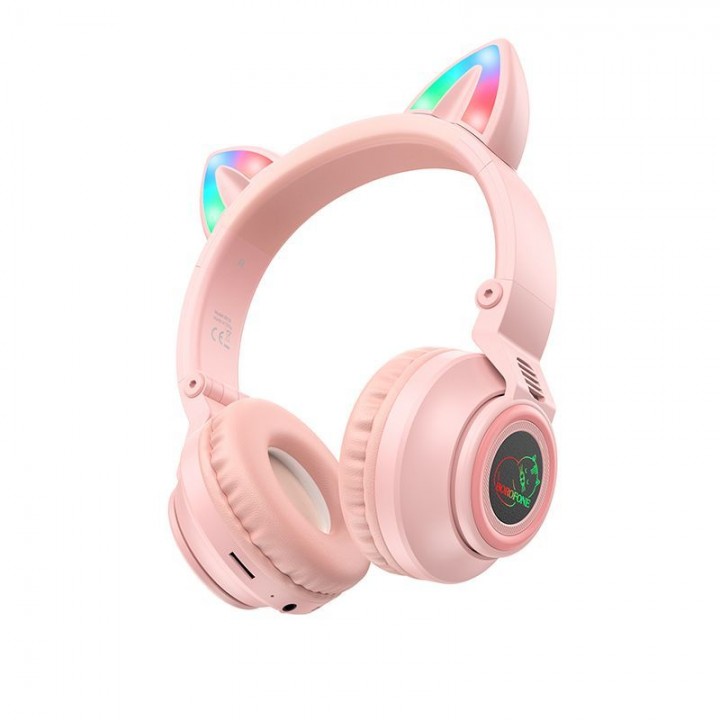 стерео Bluetooth гарнитура Borofone BO18 (розовый)