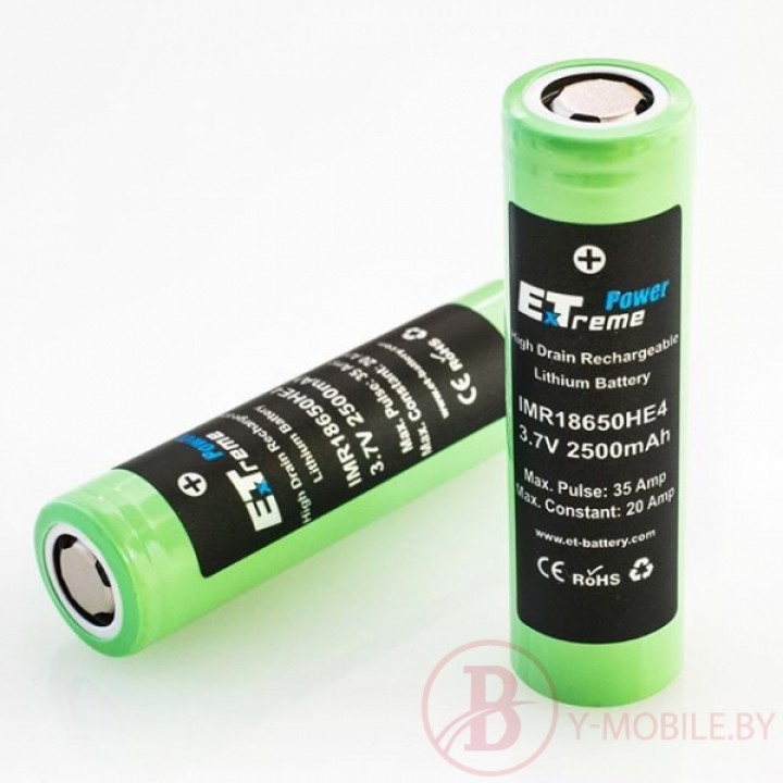 Аккумуляторы ET 2500 mAh (IMR18650HE4)