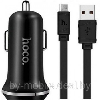 АЗУ (Автомобильное зарядное устройство) Hoco Z1 c кабелем USB-micro USB 1A, 2,1 A черный