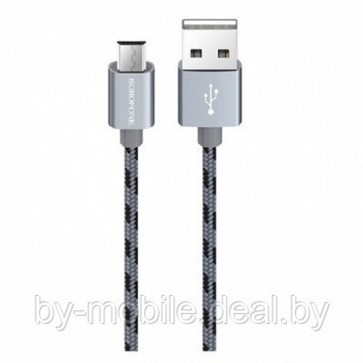 USB кабель Borofone BX24 micro для зарядки и синхронизации (серый) 1 метра