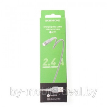 USB кабель Borofone BX21 Lightning для зарядки и синхронизации (серый) 1 метра
