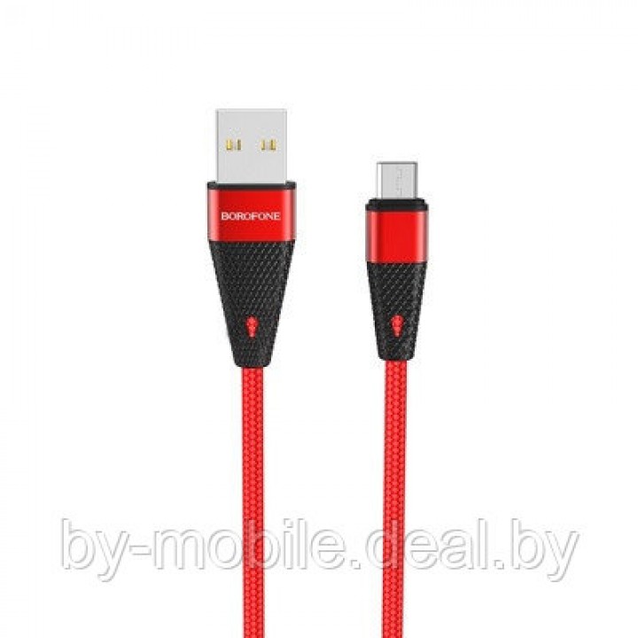 USB кабель Borofone BU10 Micro для зарядки и синхронизации (красный) 1,2 метра
