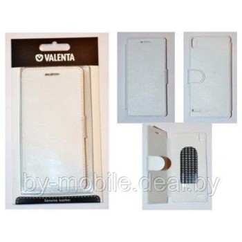 Чехол книжка valenta Huawei Ascend P6 белый (кожа)