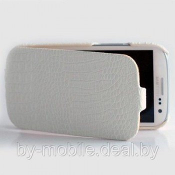 Чехол книжка valenta Samsung S5360 Galaxy Y,S5363 Galaxy Y белый c967 (кожа, крокодил )