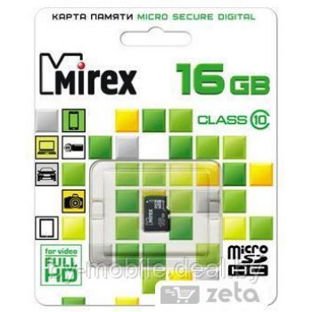 Карта памяти mirex micro-sd (Class 10) 16GB +адаптер