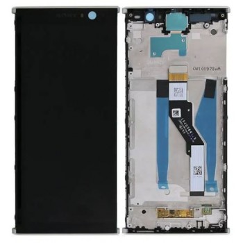 Экран (модуль) в раме Sony Xperia XA2 Plus (серебристый)