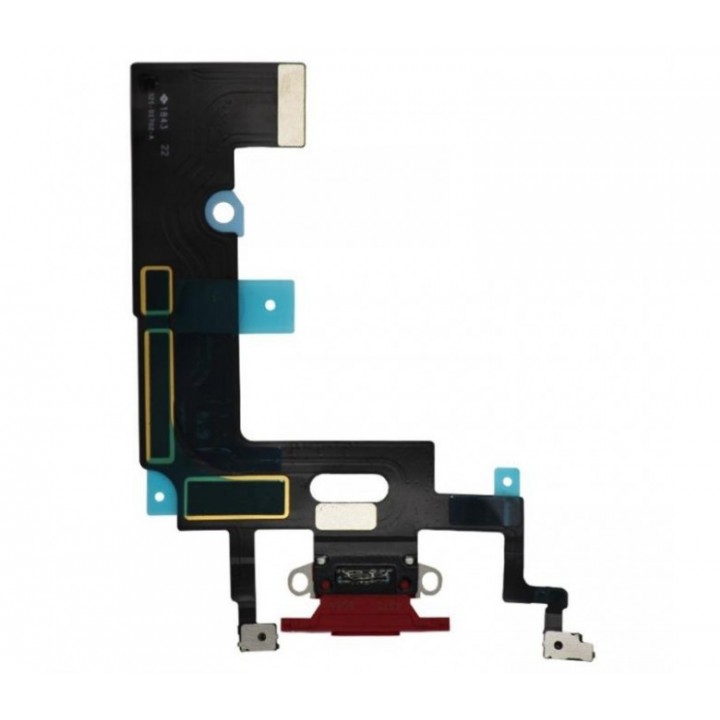 Шлейф с разъемом зарядки и микрофонами Apple iPhone XR (красный)