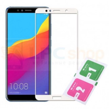 Защитное стекло Huawei Honor 7A pro, Huawei y6 prime 2018 (AUM-L29, ATU-L31) 5D белый
